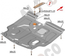 Защита алюминиевая Alfeco для картера и КПП Lifan X60 2012-2021